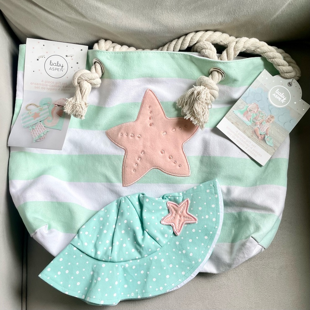 Baby Aspen Starfish Swimsuit and Beach Bag Set